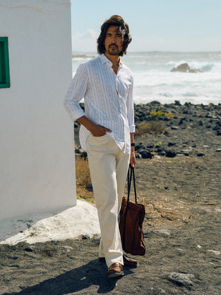 Lightweight Classic Shirt Earth Stripe Slim