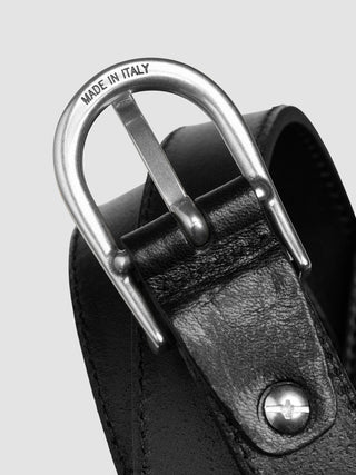 Women's Thin Leather Belt Silver Black