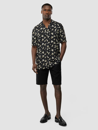 Breeze Bowling Short Sleeve Shirt Black Flowers