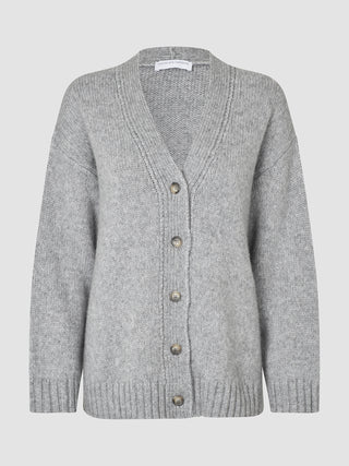 Women's Chunky Soft Wool Knit Cardigan Medium Grey Melange