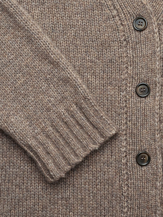 Women's Chunky Soft Wool Knit Cardigan Taupe Melange