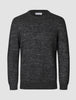 Chunky Soft Wool Knit Crewneck Charcoal Melange