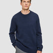 Chunky Soft Wool Knit Crewneck Dark Navy Melange