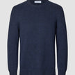 Chunky Soft Wool Knit Crewneck Dark Navy Melange
