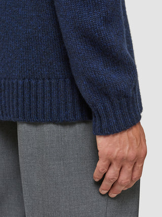 Chunky Soft Wool Knit Crewneck Dark Navy Melange
