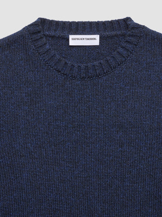 Chunky Soft Wool Knit Crewneck Dark Navy Melange
