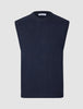 Chunky Soft Wool Knit Vest Dark Navy Melange