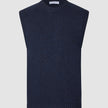 Chunky Soft Wool Knit Vest Dark Navy Melange