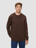 Chunky Soft Wool Knit Crewneck Saddle Brown Melange