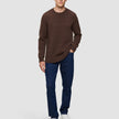 Chunky Soft Wool Knit Crewneck Saddle Brown Melange
