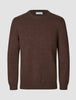 Chunky Soft Wool Knit Crewneck Saddle Brown Melange