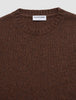 Chunky Soft Wool Knit Crewneck Saddle Brown Melange