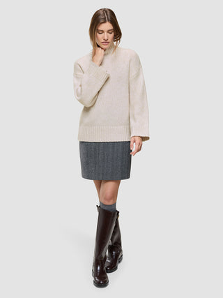 Women's Chunky Soft Wool Knit Turtleneck Sugar Melange