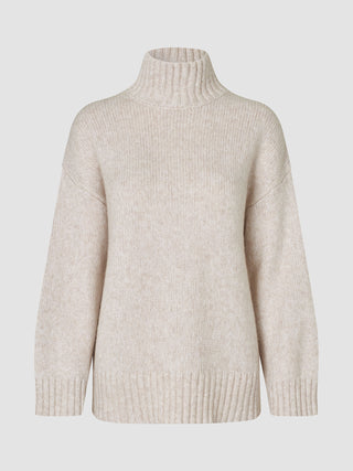 Women's Chunky Soft Wool Knit Turtleneck Sugar Melange