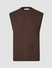 Chunky Soft Wool Knit Vest Saddle Brown Melange