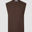 Chunky Soft Wool Knit Vest Saddle Brown Melange