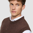 Chunky Soft Wool Knit Vest Saddle Brown Melange