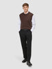 Chunky Soft Wool Knit Vest Saddle Brown Melange