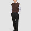 Chunky Soft Wool Knit Vest Saddle Brown Melange