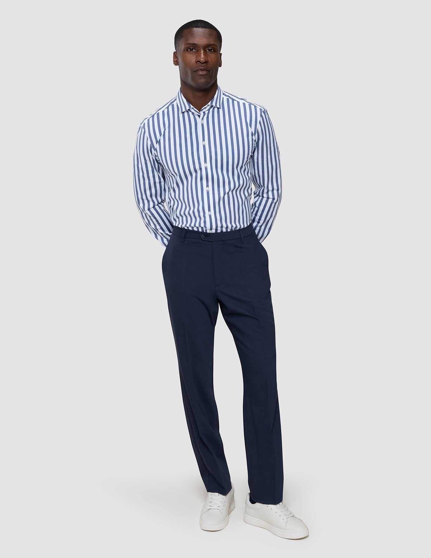 Classic Shirt Dusky Blue Stripe Slim