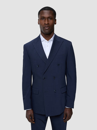 Double Breasted Tech Wool Blazer Navy