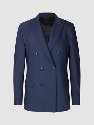 Double Breasted Tech Wool Blazer Navy
