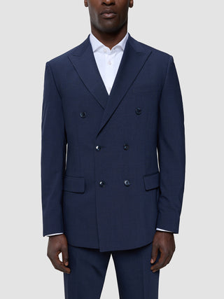 Double Breasted Tech Wool Blazer Navy