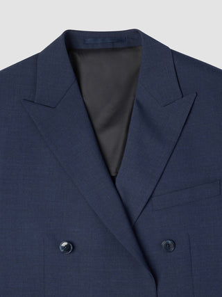 Double Breasted Tech Wool Blazer Navy