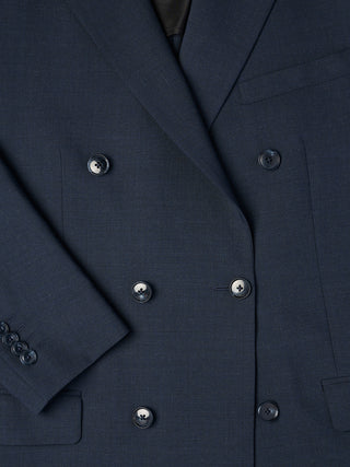 Double Breasted Tech Wool Blazer Navy