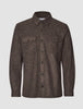 Double Layer Wool Overshirt Saddle Brown