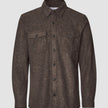 Double Layer Wool Overshirt Saddle Brown
