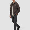 Double Layer Wool Overshirt Saddle Brown