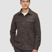 Double Layer Wool Overshirt Saddle Brown