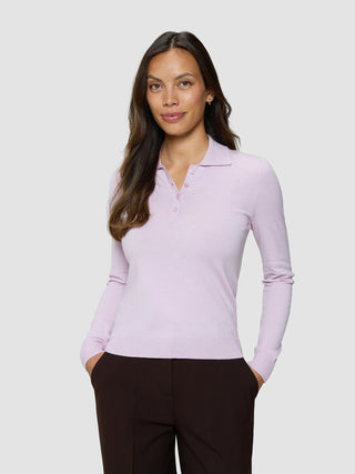 Women's Elevated Knit Polo Soft Pink Melange