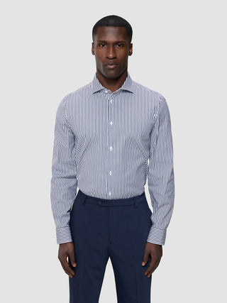 Elevated Shirt Navy Stripe Thin Slim