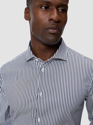 Elevated Shirt Navy Stripe Thin Slim