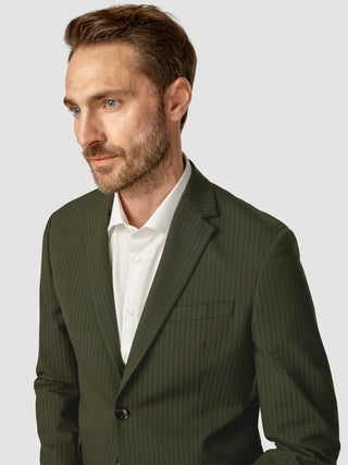 Essential Blazer Regular Moss Green Pinstripe