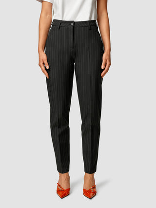 Essential Pants Tapered Black Silver Pinstripe