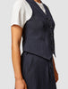 Essential Set Navy Pinstripe Short Vest & Maxi Skirt