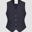 Essential Set Navy Pinstripe Short Vest & Maxi Skirt