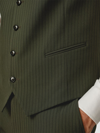 Essential Vest Moss Green Pinstripe