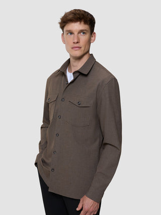 Essential Overshirt Saddle Brown Melange