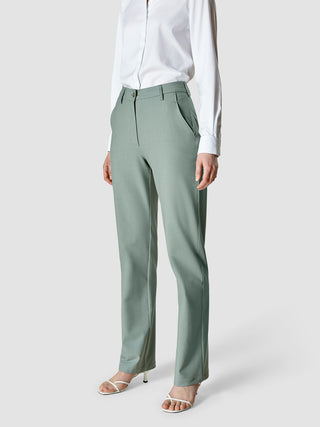 Essential Pants Straight Calm Green Melange