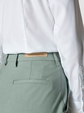 Essential Pants Straight Calm Green Melange