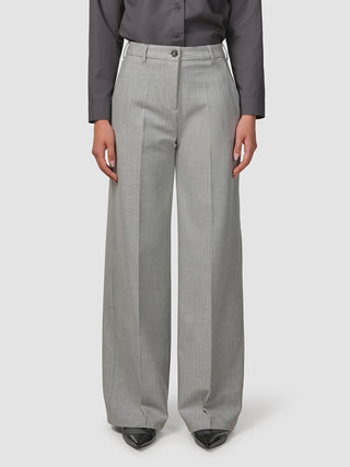 Essential Pants Wide Light Grey Pinstriped