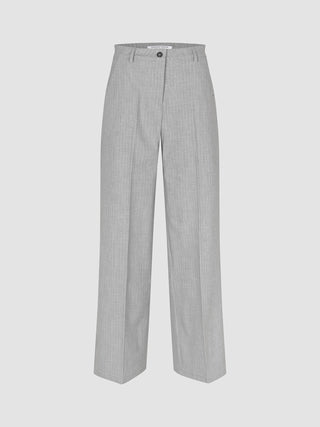 Essential Pants Wide Light Grey Pinstriped