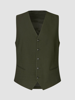 Essential Vest Moss Green Pinstripe