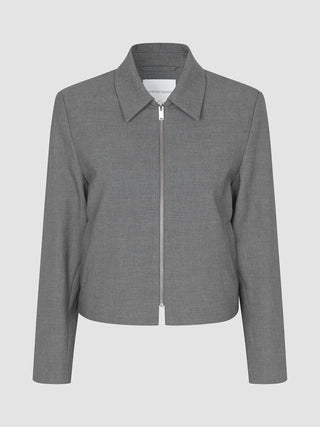 Essential Short Zip Jacket Dark Grey Melange