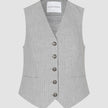 Essential Short Vest Light Grey Pinstriped