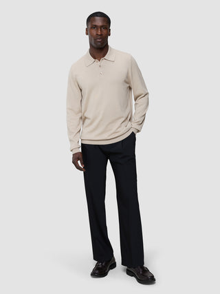 Everyday Knit Long Sleeve Polo Birchwood